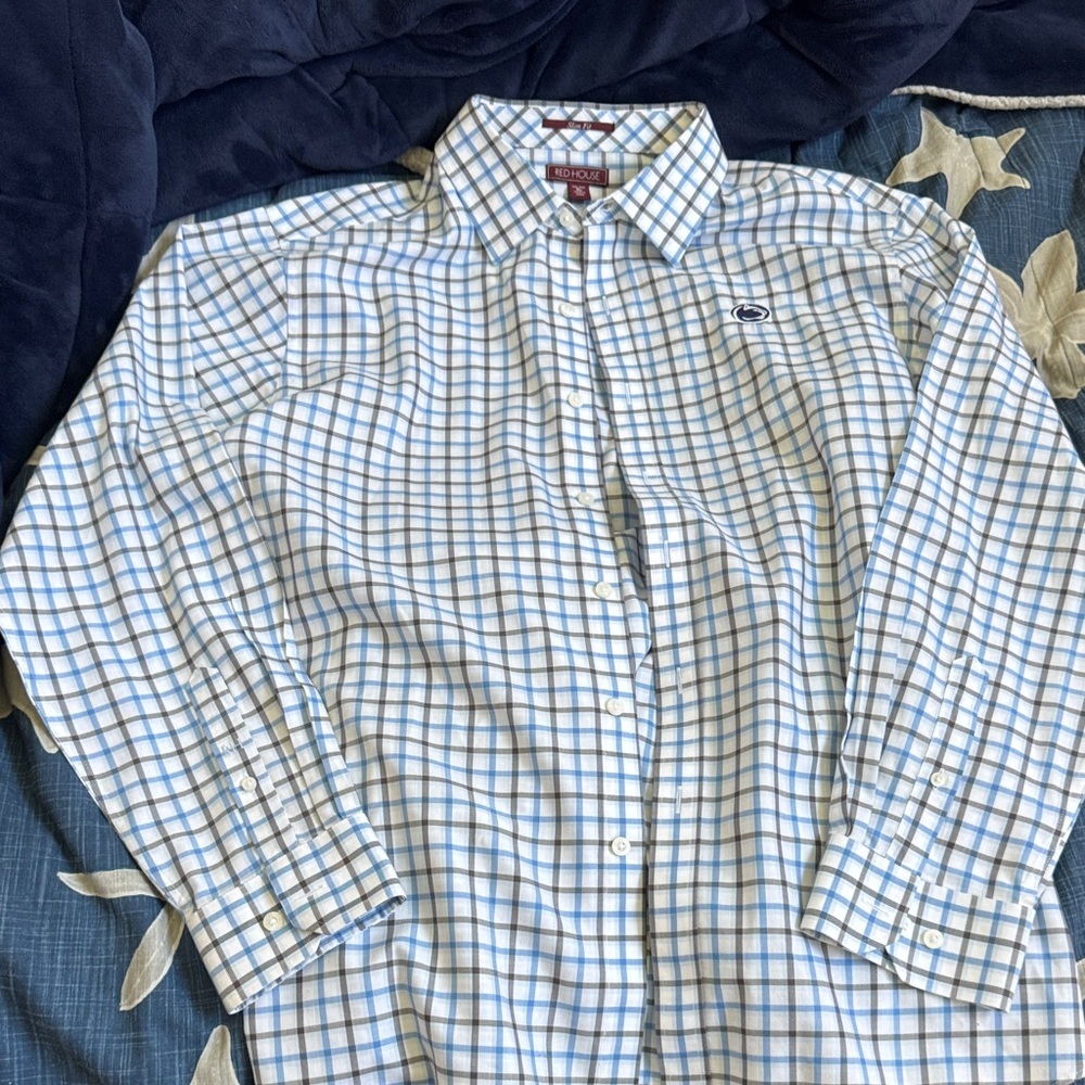 Red House Men's Nittany Lions Blue and White Checkered Shirt
